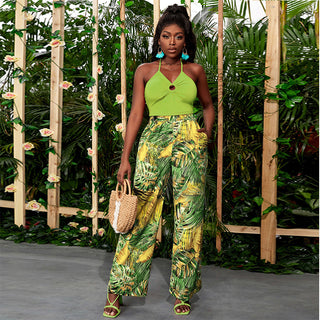 Forest Printed Elasticated Straight Leg Pants