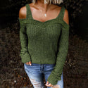 Sling Off Shoulder Knit Long Sleeve Sweater