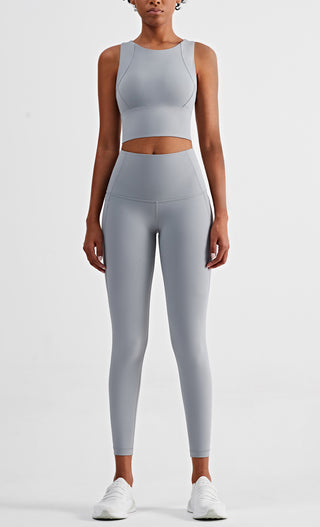 Buy grey High Waist Side Pocket Nylon Leggings