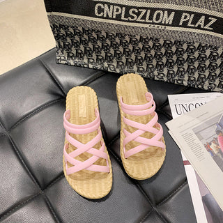 Buy pink Women Thick Bottom Woven Strapped Sandals