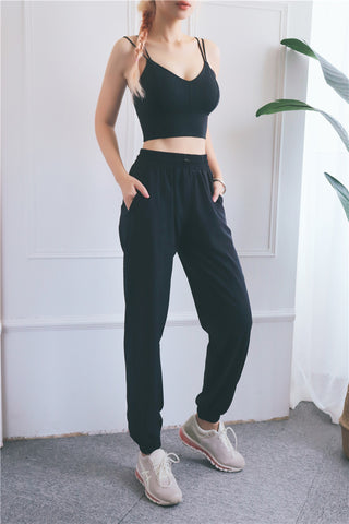 High Waist Elasticated Solid Color Sweatpants