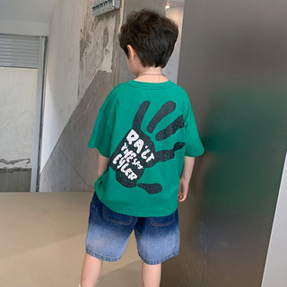 Buy green22071 Boys Loose Short Sleeve T-Shirt Shorts Set