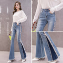 Embroidery Beaded High Waste Flared Jeans