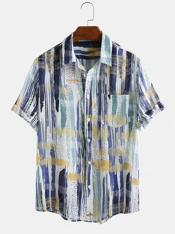 Men Fashion Casual Print Hawaiian Shirt