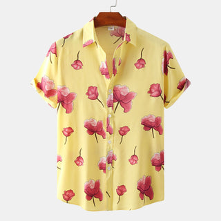 Buy c5021 Men Short Sleeve Floral Shirt