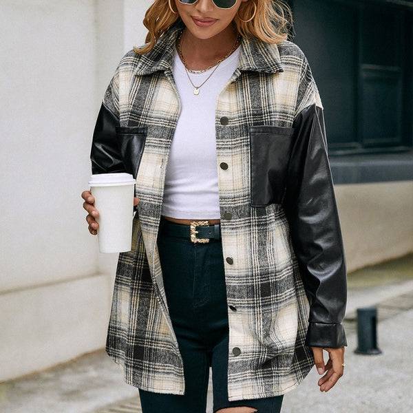 Casual Double Pocket Plaid Jacket