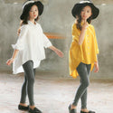 Loose Cotton Ruffled Button-up Shirt