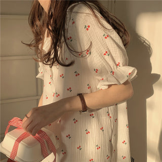 Buy white Casual Cherry Loungewear Nightdress