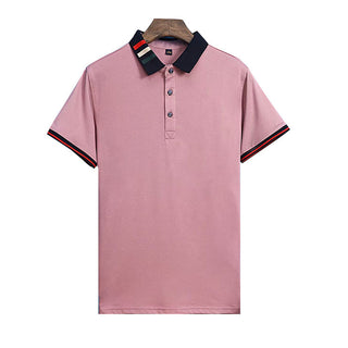 Buy pink Men Short Sleeved Business Polo Shirts