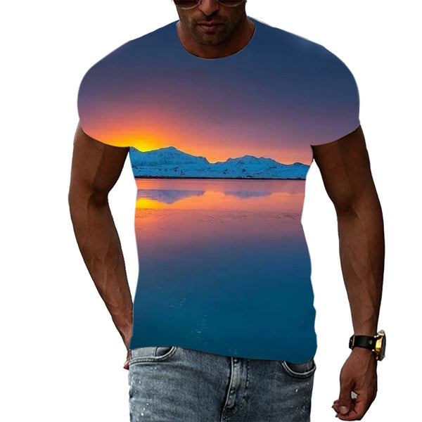 Trend Print Men's Aurora Pattern 3d T-Shirt