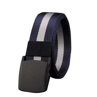 Buy blue-white Men Canvas Automatic Buckle Outdoor Belt