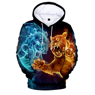 Men's Animal Style Tiger Creative Print Hoodie