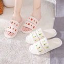 Women Flat Double Strapped Fruit Slip-on Plush Slippers