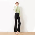 Micro Flared High Waist Drape Dress Pants