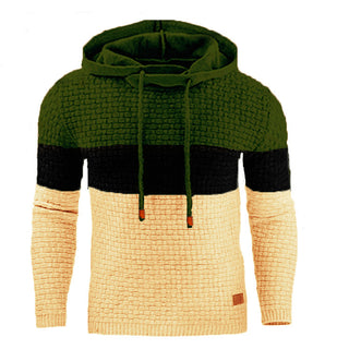 Buy army-green Men Jacquard Long Sleeve Hoodie