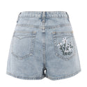 Floral High Waist Denim Shorts