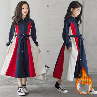 Buy winter-models Girls Multi-color Stitching Fashion A-line Skirt