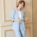 Two Piece Elegant Solid Color Blazer & Pant Suits