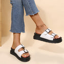 Adjustable Double Buckle Platform Sandals