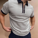 Men Short-Sleeved Patterned Polo T-Shirt