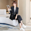 Two Piece Elegant Solid Color Blazer & Pant Suits