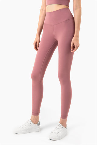 Buy pink Double Line High Waist Nylon Leggings