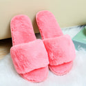 Women Open Toed Plush Slip-on Slippers