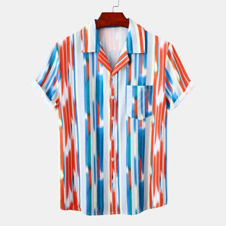 Men's Short Sleeve Stripes Print Shirt