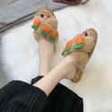 Fruit Cross Strapped Plush Slip-on Comfort Shoes