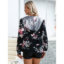 Printed Hooded Zip-up Floral Sweater