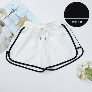 Buy white Loose High Waist Striped Shorts