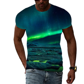 Buy cy70116 Trend Print Men&#39;s Aurora Pattern 3d T-Shirt