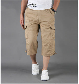 Buy khaki Men Loose Multi Pocket Shorts