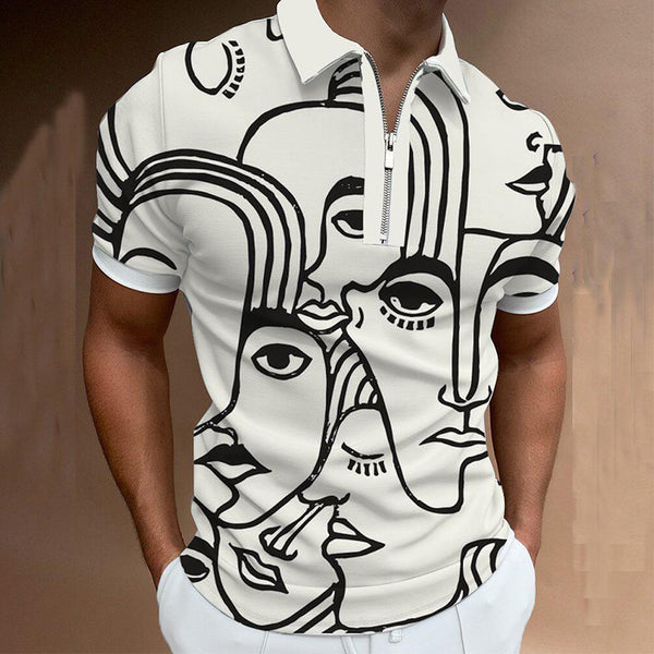 Men Short-Sleeved Patterned Polo T-Shirt