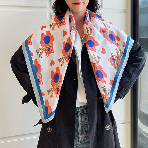 Women Multi-Patterned Printed Silk Scarf