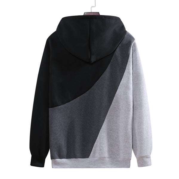 Unisex Casual Loose Stitching Pullover Hooded Sweater