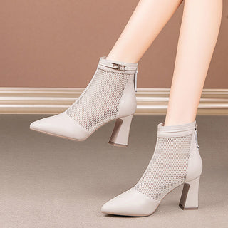 Buy white-style-2 Leather Strapped Open Toe High Heels