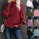 Mid Neck Loose Knit Solid Color Sweater