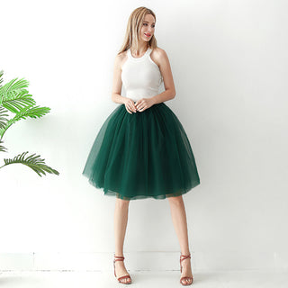 Buy army-green Puff Pleated Mesh A-Line Skirt