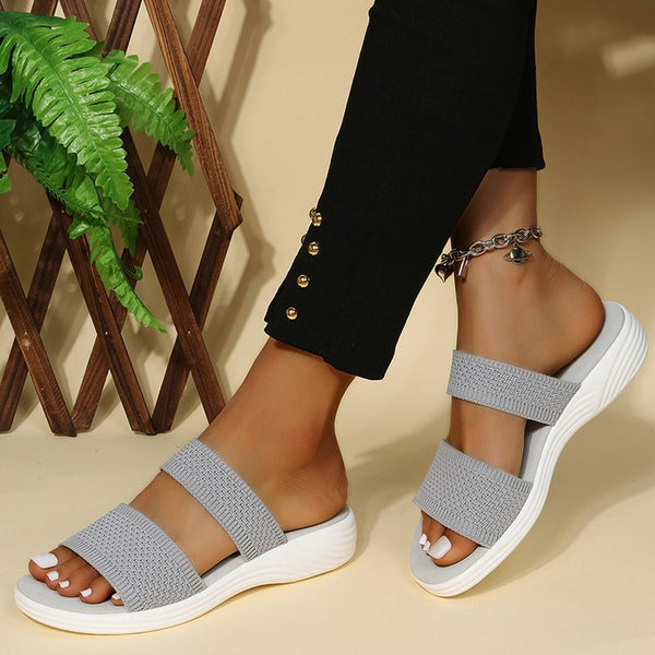 Women Double Strapped Casual Slip-on Sandals