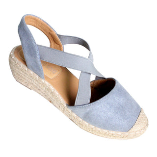 Buy blue Women Baotou Cross Strap Wedge Sandals