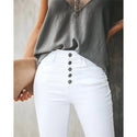 Women Casual Solid Color Breasted Trousers