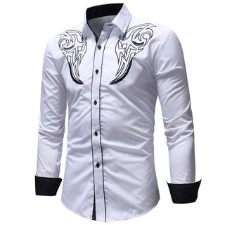 Buy white Men Casual Embroidery Printed Shirt