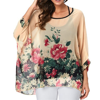 Buy floral Women Bohemian Chiffon Seaside Shawl Top