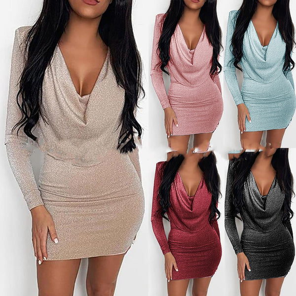 Women's Slim-fit Long-sleeved Sheath Dress