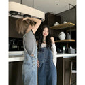 Women Wide Leg Denim Overalls