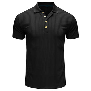 Buy black Men&#39;s Short Sleeve Polo Lapel T-Shirt