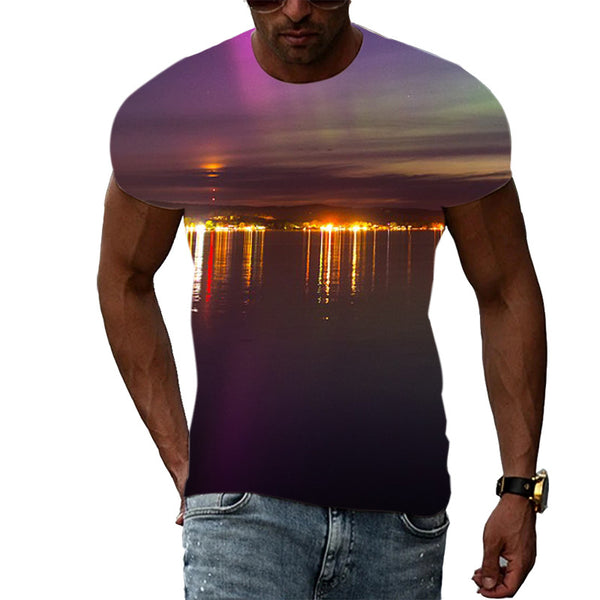 Trend Print Men's Aurora Pattern 3d T-Shirt