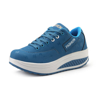 Buy lake-blue Women&#39;s Platform Lace-up Casual Sneakers