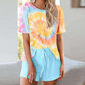 Casual Tie Dye Short Sleeve Loungewear Set